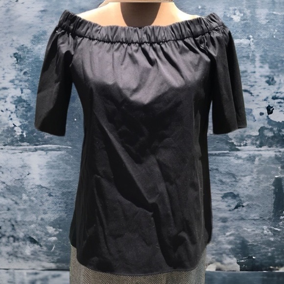 Lafayette 148 New York Black Off Shoulder Bateau Top Nwt New